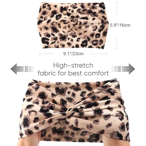 DRESHOW 6 Pack Extra Wide Headbands for Women Large Turban Headband Boho Head Wrap Elastic Hairbands Hair Twisted Knot Hair Accessories - color: 6 Pack Knotted: Solid Color + Patterned