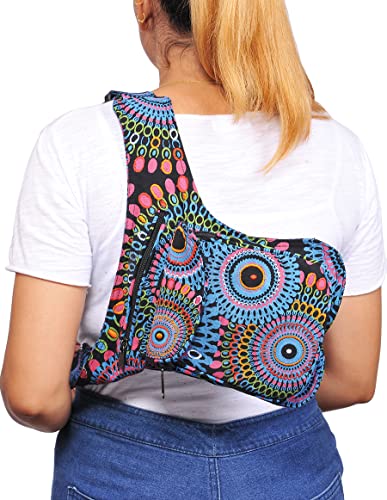 The Collection Royal Handmade Festival Waistpack Boho Hippie Waist Bag Hip Bum Running Belt Fanny Pack Travel Utility Belt (Blk+Blu+Prpl) - color: Blk+Blu+Prpl