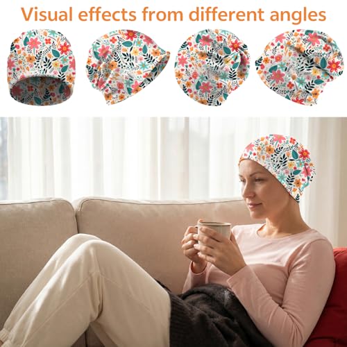 Chemo Caps Slouchy Beanie Hat Stretch Cancer Head Wraps Turban Sleep Headwear Scarf for Women Girls Men - color: I-6-red Flower