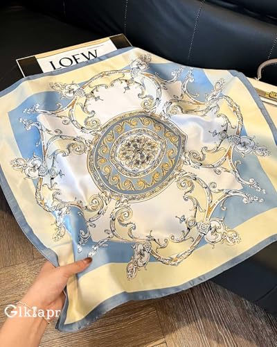 Satin Bandana Headscarf for Women Silky Hair Scarves for Fashion Lightweight - color: 10-blue Roman