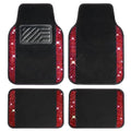 CAR PASS Bling Diamond Car Floor Mats, Shining Rhinestone Carpet Sparkly Glitter Crystal with Anti-Slip PVC Heel Pad Waterproof Universal Fit Automotive SUV,Sedan,Van,Cute Girl Women,4pcs Black Red - color: Red Diamond
