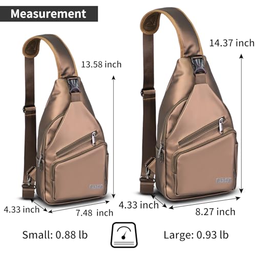 AMJ Crossbody Sling Bag Men Women, Casual Shoulder Backpack, Chest Daypack Satchel for Hiking Travel - color: Leather Brown, size: Small