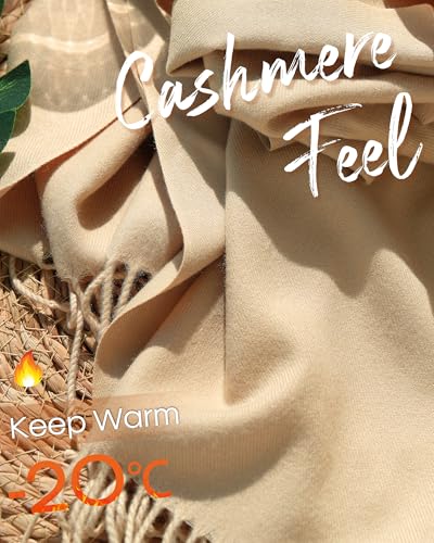 FURTALK Pashmina Shawl Wraps for Women Evening Dresses Blanket Scarves Fashion Scarf Wedding Gifts - color: Light Khaki