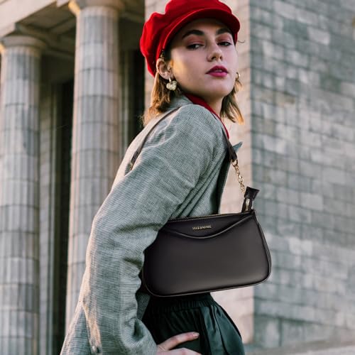 Missnine Purses for Women, Shoulder Bag Small Handbags Vegan Leather Underarm Bags Trendy Hobo Cute Clutch Purse - color: 3-black【multi-pockets】