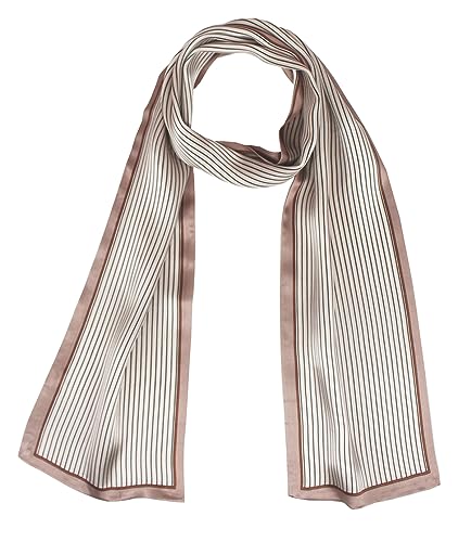 ANDANTINO 100% Silk Scarf for Women 59”*6.3” Long Shawls for Headscarf and Neck- Oblong Hair Wraps with Gift Packed - color: Stripes