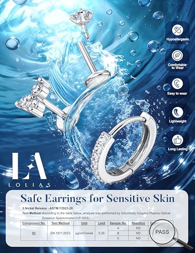 LOLIAS 16G/18G/20G Flat Back Earrings for Women Threadless Surgical Steel Stud Hoop Earrings Push in Nose Studs Hypoallergenic CZ Cartilage Earring Set Labret Helix Tragus Conch Piercing Jewelry - color: Silver, size: 16G(1.2MM)-CZ