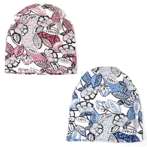 Women's Slouchy Beanie Cap Chemo Headwear Hats Scarf - color: I - Purple Blue