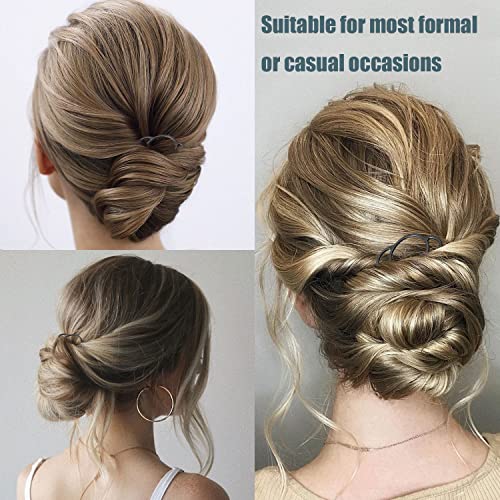 8 Pieces Side Combs, Metal Fork Clip Pins for Buns, 4 Prong Updo U-Shape Sticks for Women Hair Styling Tool Accessories - color: Black