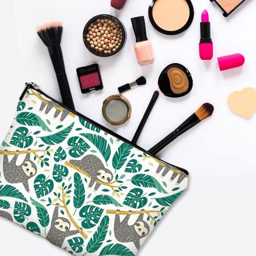 Cute Makeup Bag for Purse Canvas Waterproof Funny Cosmetic Bags for Women Zipper Travel Toiletry Pouch-Sloth Makeup Bags - color: Sloth Makeup Bags
