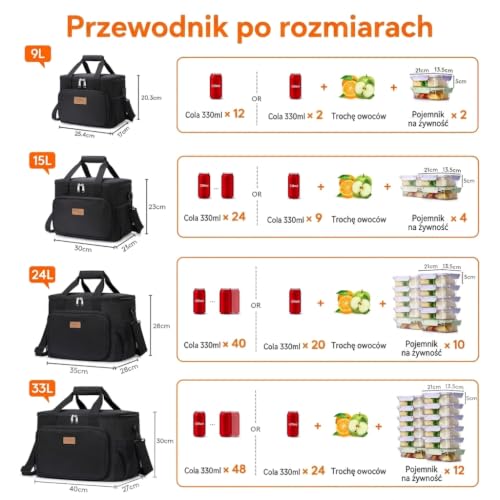 Lifewit Medium Lunch Bag Insulated Lunch Box Soft Cooler Cooling Tote for Adult Men Women, Black 48-Can (33L) - color: Black, size: Mega (33L)