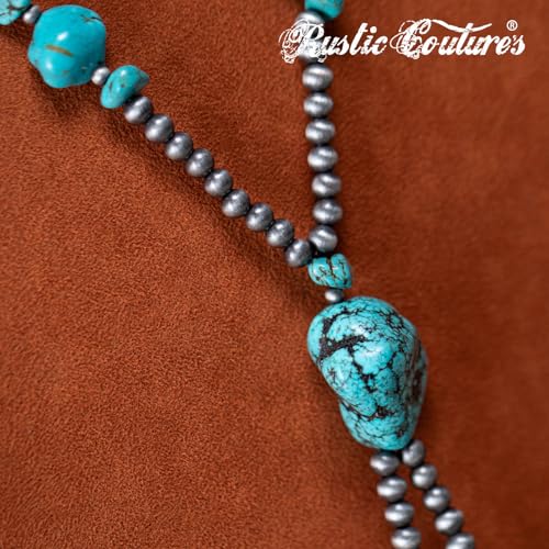Montana West Rustic Couture's Western Jewelry Set for Women Cowgirl Vintage Western Necklace Earring - color: B-Turquoise-1