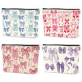 4 PCs Bow Stuff Makeup Bag Coquette Stuff Cosmetic Bag, Bow Gifts for Women Teen Girls Best Friends Daughter Coworkers, Cute Bow Stuff Christmas birthday Gifts Zipper Pouch Toiletry Bag - color: Multicolor 0009