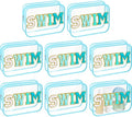 Kacctyen Clear Makeup Bag Bulk Summer Beach Sunscreen Pouch Waterproof Toiletry Cosmetic Zippered Organizer with Preppy Chenille Letter Patch(Swim,Lake Blue,8 Pcs) - color: Lake Blue, size: Swim