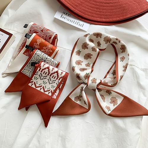 4 Pack Purse Scarf Handbags For Women,Boho Scarrves for Bag Hair Accessories Handle Fashion Lightweight - color: Red