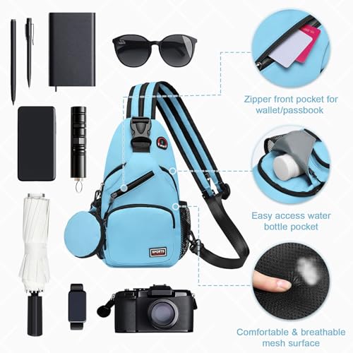 Convertible Sling Bag with Coin Pocket, 7.9" Tablet Crossbody Mini Backpack with Headphone Jack Casual Pack for Women Men Travel, Blue - color: Blue, size: Small