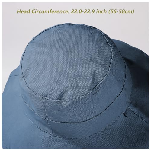 vidsel Womens Sun Hats Wide Brim Reversible Bucket Cotton Hat Packable Summer Travel Cap with Hat Clip,UV Protection - color: Navy Blue, size: Medium