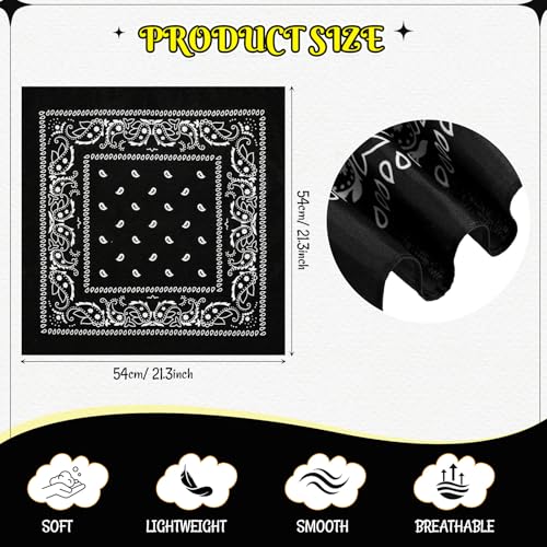 Bandanas Scarf with Leather Ring Floral Buckle Paisley Bandana Headwear Western Scarf Gifts for Women Men Halloween - color: Black