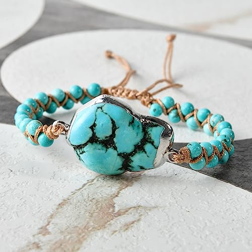 YGLINE Natural Stone Bracelet 5 Wraps Bracelet Handmade Blue Color Boho Bracelet for Women Bracelet - color: blue