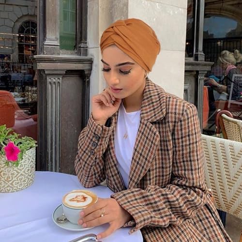 AQOKKA African Turban for Women Knotted Hair Wraps for Turban Head Scarf for Black Women Hair Cancer Chemo Headwear Cap - color: Twisted Braid: 1 Pack Brick Red