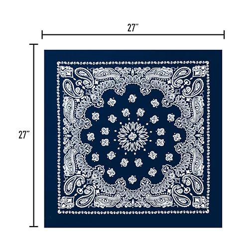 Rothco Trainmen Paisley Bandana 27” x 27” Extra‑Large 100% Cotton Head Wrap Scarf Multi‑Use - color: Navy Blue