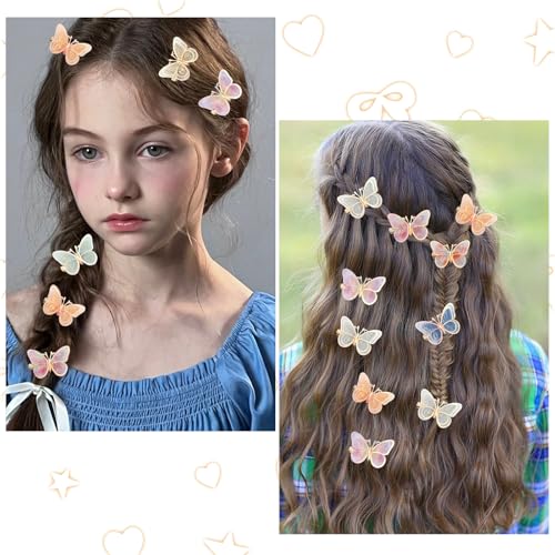18Pcs Rhinestone Butterfly Hair Clips for Teens Women, Y2K Glitter Hair Jaw Clips, Cute Headwear Gifts for Wedding and Back to School Gold Edges - color: Golden Style