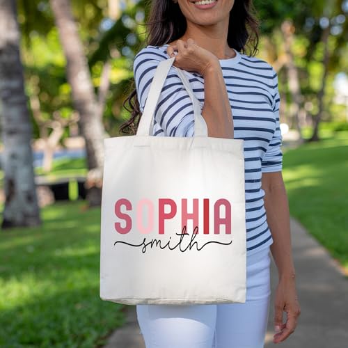 Personalized Custom Name Tote Bag - Premium Canvas, Reusable - Gift for Women, Bridesmaids, Teachers, Nurses - style: Large Bag