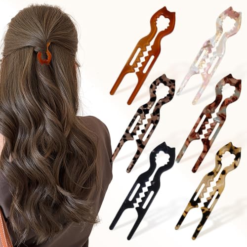 Small Prestige Hair Pins, 6PCS French Hair Pin for Women Girls, Double-Notch Locking Mechanism Anti-Loosening Hairpins, U-Shaped Hair Styling Pins Strong Hold Hair Fork for All Hair Types Wedding Prom - color: Cat shape