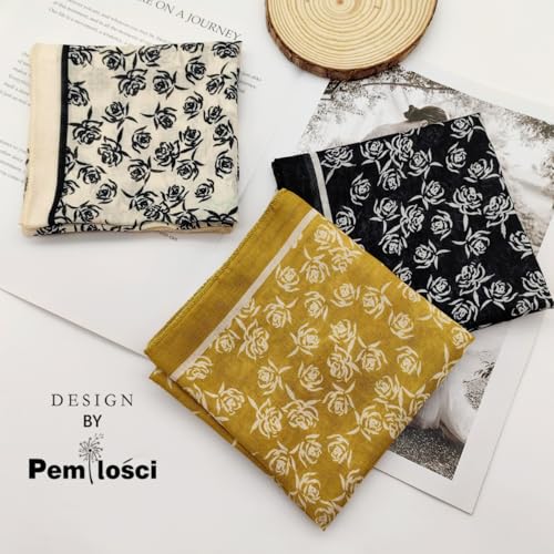 Cotton Like Bandana in Bulk, Head Scarf, Headband, Head wrap, Hair Neck Scarf for Women 22 x 22 inch - color: Bib02 Rose 3pcs