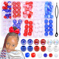 NAISKA 114PCS 4th of July Beads for Hair Blue Red Hair Beads Patriotic Bead Sets 12 Styles Loc Bead 250th Anniversary Independence Day Hair Accessories for Kids Girls - color: Blue&Red&White