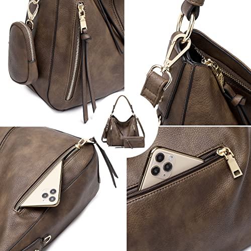 lapsting Hobo Bags for Women Handbags Purse Ladies Boho Shoulder Bag Crossbody Purses Faux Leather - color: B - 15.2inch Coffee - Gold Hardware