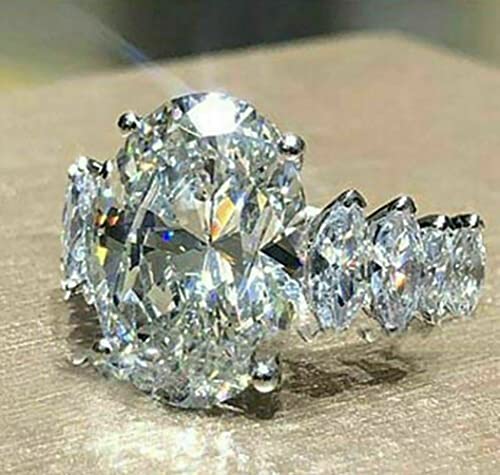 Cuteshop Elegant Huge Zircon Wedding Ring 18k Platinum Plated Shiny Cubic Zirconia Crystal Diamond Wedding Jewelry for Women (6) - size: 6