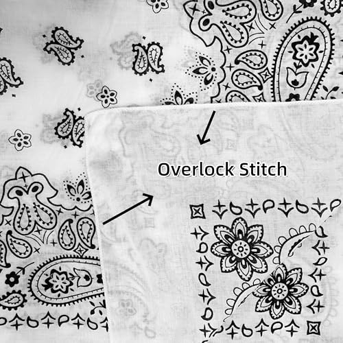 Bandana Single Pack Soft Thin 27 inch Cotton Paisley Extra Large Headwear - color: White