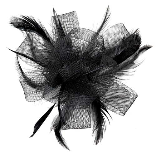 dressfan Womens Fascinator Hat Headpiece 20s Vintage Wedding Hair Accessories for Derby/Wedding/Cocktail/Tea Party - color: Black
