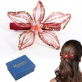 Mistofu DIY Copper Wire Metal Hand-woven High-level design Barrettes Elegant Hair Accessories, Gifts for Women Girls (red-a) - color: red-a