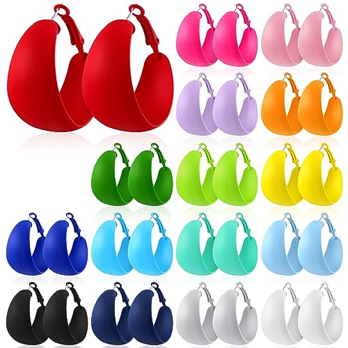 Sasylvia 16 Pairs Colored Hoop Earrings for Women Matte Colorful Hoop 80s Retro Neon Summer Drop Earrings - style: C Style