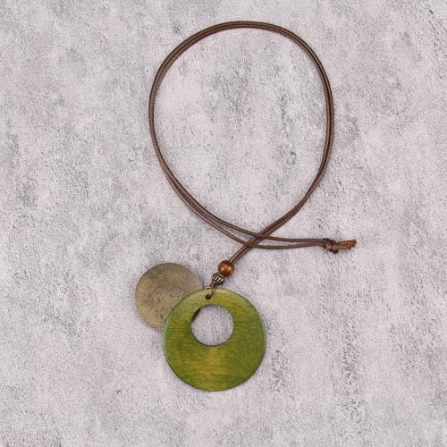 Leather Necklace for Women Vintage Boho Necklaces Black Cord Choker With Pendant Casual Chunky Leather Necklace Trendy - style: Boho Wooden Necklace