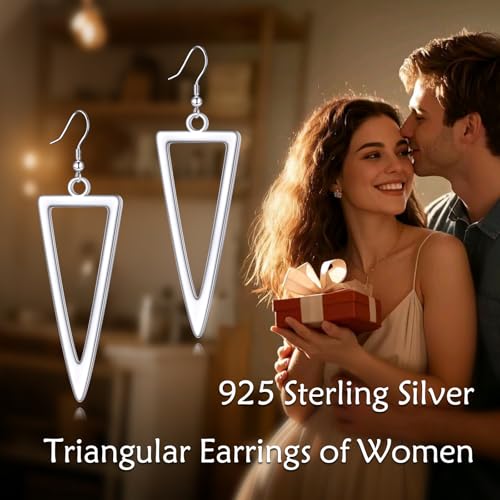 POPLYKE Sterling Silver/Rose Gold/Gold Plated Large Hoop Earrings Circle Dangle Drop Earrings for Women 40 50 60 70 80mm - color: Triangle, size: 50mm