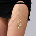 Gold Rhinestone Body Chain Jewelry Adjustable Thigh Harness Accessory for Summer Dresses Beach Vacations - color: A
