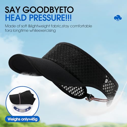 AUSFLUG Sun Visor Hat Men Women - Wide Brim Quick Dry Adjustable Cap, Lightweight for Golf Tennis Pickleball Beach - color: Black