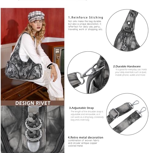 Angelkiss Hobo Purses and handbags for Women Satchel Handbag Women Purses Large Daily Shoulder Bags | Purses - color: Black/Grey-g