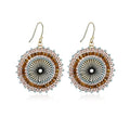 Colorful Bead Earrings For Women Summer Beach Handmade Bead Earrings Bohemia Hoop Dangle Earring For women - color: Brown