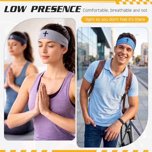 18 Pcs Sports Sweatbands for Men Women Camo Headbands Workout Non Slip Headbands Breathable Head Band Fitness Stretchy Unisex Hairband for Yoga Running Cycling Ball - color: Solid Color