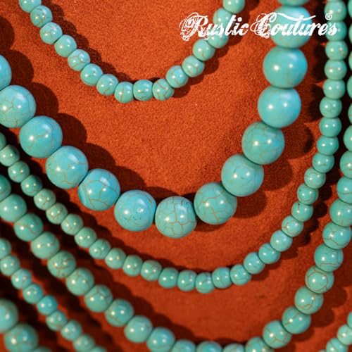 Montana West Rustic Couture's Western Jewelry Set for Women Cowgirl Vintage Western Necklace Earring - color: J-Turquoise