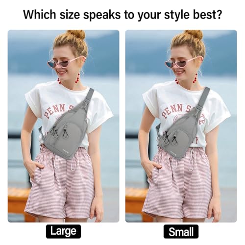 Hanke Crossbody Sling Bag for Women Men, Small & Large Casual Cross Body Sling Bags, Chest Bag for Outdoor Hiking Travel - color: Rock Grey, size: Small