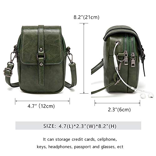 myfriday Vintage Crossbody Phone Bag for Women, Small PU Leather Shoulder Purse and Handbag - color: A-04-green