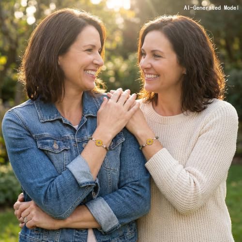 Sunflower Gifts for Women, Gifts for Women Bracelet, Symbol of Positivity Strength and Love, Inspirational Sunshine Jewelry, Birthday Christmas Thank You Gift, Friends Daughter Coworkers - style: Sunflower