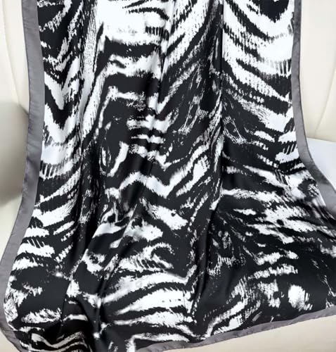 Acotavie Scarfs for Women Fashion Scarves Long Floral Pattern Scarf Headscarf Lightweight Sunscreen Shawls - color: Black White Gray