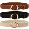 Yaopeing 3 Pack Braided Canvas Stretch Woven Belt for Women Ladies,Elastic Waist Belt for Dress
