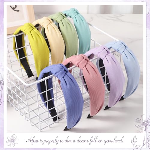 obeoby 8Pcs Knotted Headbands for Teen Girls, Chartreuse Pastel Girls Headbands Summer Dress Hair Accessories Trendy Stuff - color: Light Colors