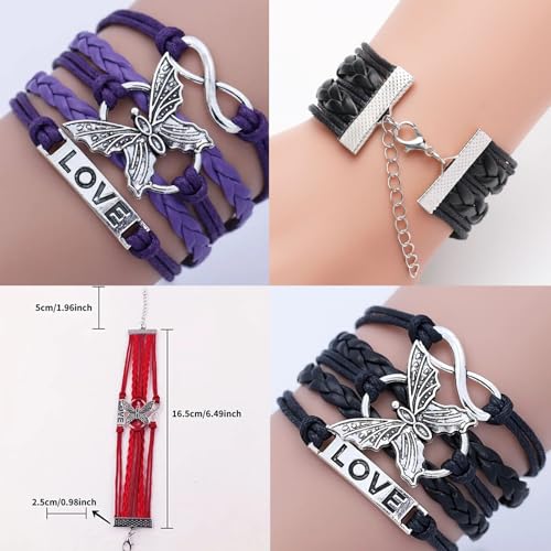 Angyape Butterfly Bracelet,Infinity Knot Love Adjustable Leather Bracelets Vintage Wrap Bohemian Multilayered Braided Bangles Wristband Wrist Bracelet Jewelry Gifts for Women/Men